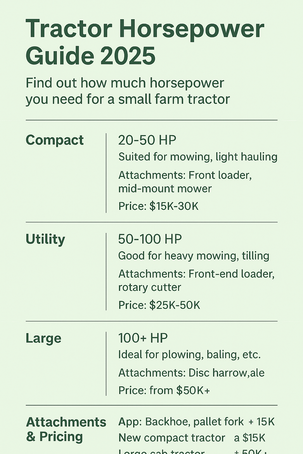 Tractor Horsepower Guide