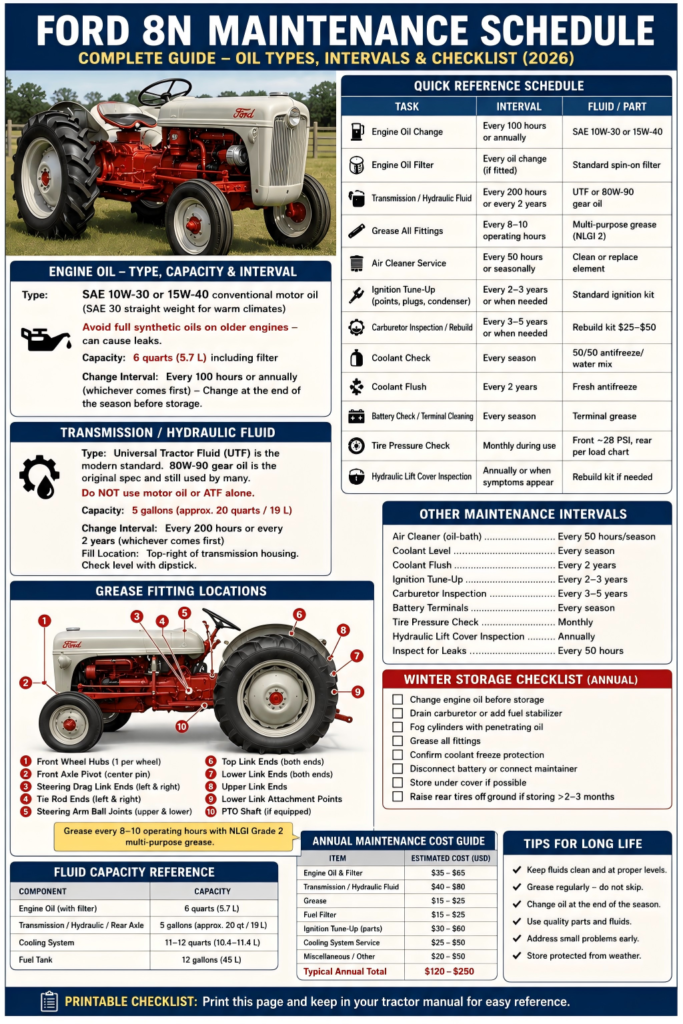 Ford 8N maintenance schedule