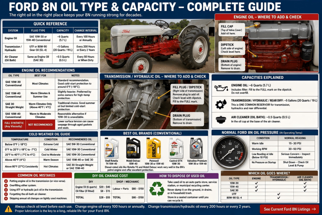Ford 8N oil type and capacity