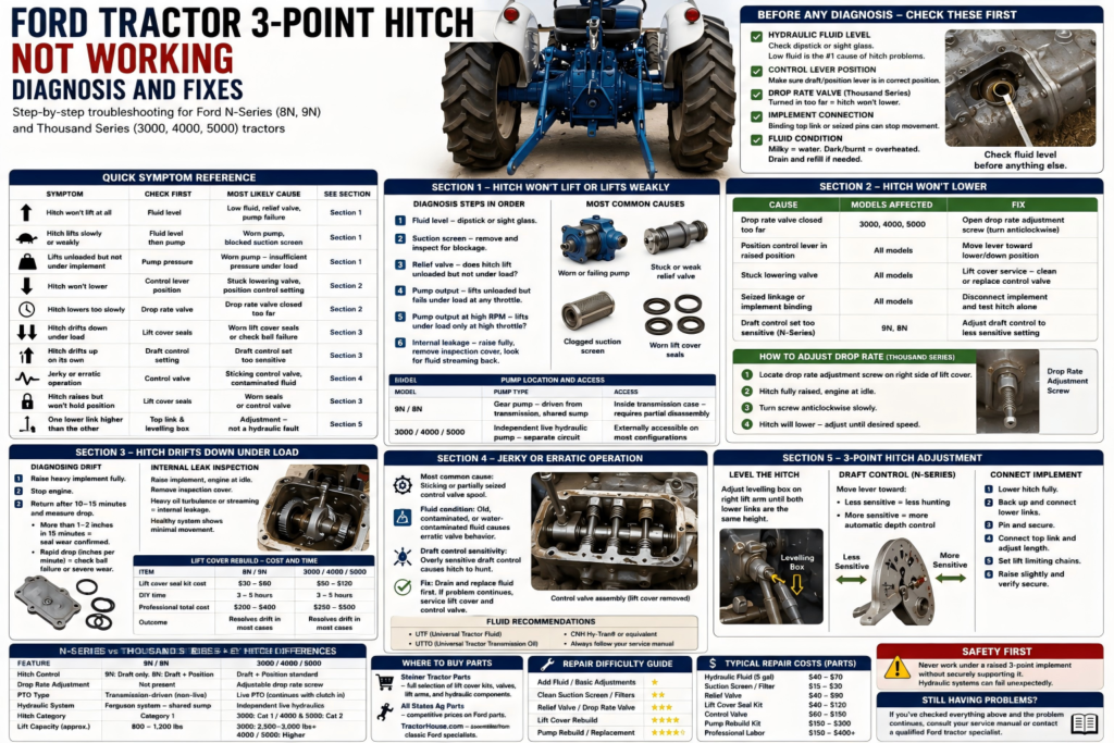 Ford tractor 3-point hitch not working