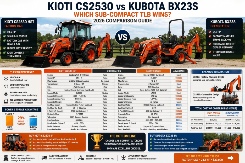 Kioti CS2530 vs Kubota BX23S